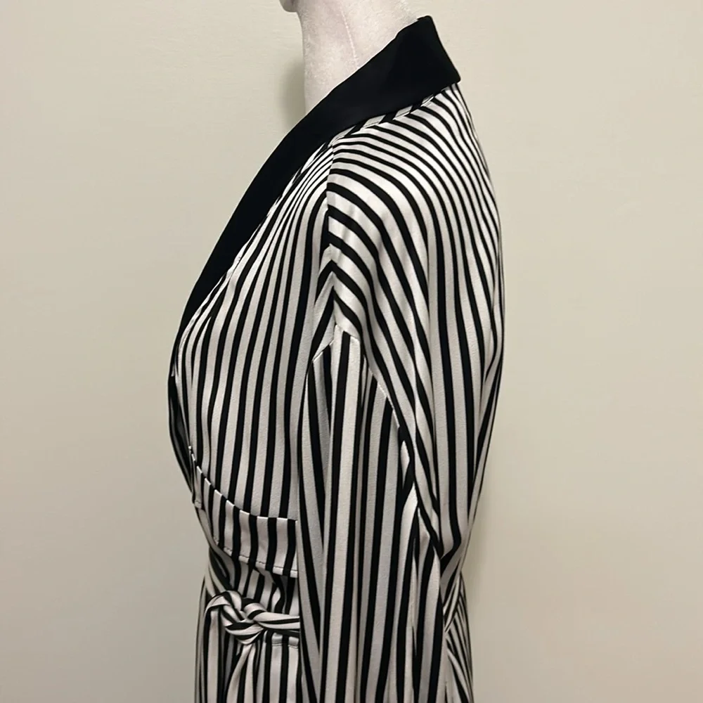 Ralph Lauren $2890 Purple Label Black and White Stripe Kalpita Coat Size 10 - Picture 9 of 15